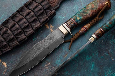 DUŻY NÓŻ TAKTYCZNY MYŚLIWSKI DEFENDER 1 DAMAST KROPIWNICKI KNIVES