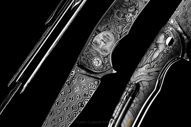 FOLDING KNIFE FOLDER SLIM #01 OF 1 "CLUB 27 - JIMI HENDRIX" ENGRAVED BY M.KALLA HERMAN KNIVES