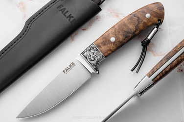 HUNTING KNIFE JF30 017 N690 STABILIZED SPALTED ALDER FALKE KNIVES