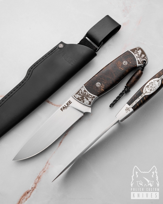 NÓŻ MYŚLIWSKI HUNTER ELEGANCE HE 004 M390 STABILIZOWANA CZECZOTA KLONU FALKE