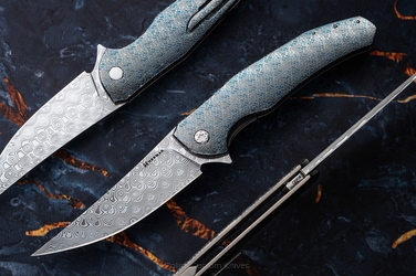 FOLDING KNIFE FOLDER ISHTAR #0682 DAMASTEEL TESSERACT HERMAN KNIVES