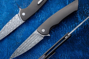 FOLDING KNIFE FOLDER SLIM #0511 DAMASTEEL HALF DRESS HERMAN KNIVES