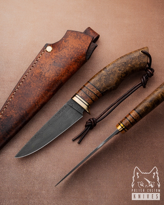 HUNTING EXCLUSIVE KNIFE AUTUMN WIND 8  DAMASCUS SIMON'S KNIVES