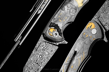 FOLDING KNIFE FOLDER VESPERTILIO #1 OF 1 "CLASSIC HORROR: DRACULA" ENGRAVED BY MT.CHIMWAI HERMAN KNIVES