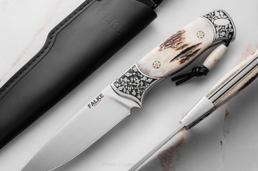 NÓŻ MYŚLIWSKI HUNTER ELEGANCE HE 017 M390 POROŻE JELENIA FALKE KNIVES