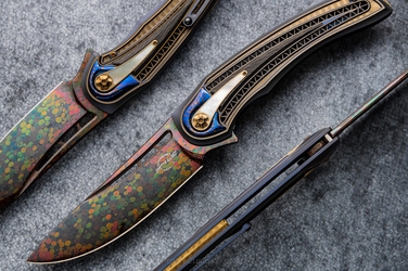 NÓŻ SKŁADANY FOLDER AVIATOR DRAGON #9 OF 33 DRAGON SKIN DAMASCUS by BERTIE RIETVELD