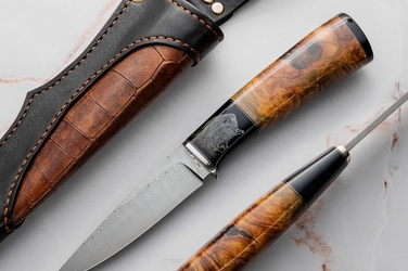 NÓŻ MYŚLIWSKI KABAN 3 SCRIMSHAW DAMAST BALBACH DSC INOX GARUCHI