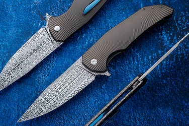 FOLDING KNIFE FOLDER DRAGONFLY #0413 DAMASTEEL OERLIKON HALF DRESS HERMAN KNIVES