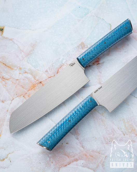 NÓŻ KUCHENNY SANTOKU 180 18 M390 BLUE TWILL PABIŚ