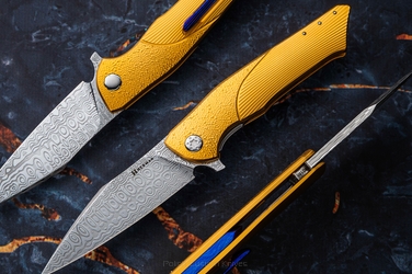 FOLDING KNIFE FOLDER BEE #0185 DAMASTEEL OERLIKON HALF DRESS HERMAN KNIVES